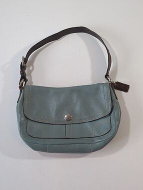 Coach F12336 Chelsea Collection 2010 Shoulder Bag Leather Light Blue Brown Strap